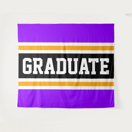 GRADUATE Fun Helle, Lila, schwarz-gelbe Streifen Wandteppich (Vorderseite (Horizontal))