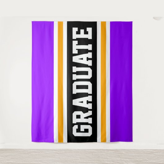 GRADUATE Fun Helle, Lila, schwarz-gelbe Streifen Wandteppich (Vorderseite)