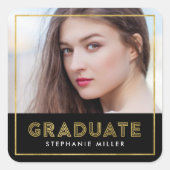 Graduate für geometrisches Foto Quadratischer Aufkleber (Vorderseite)