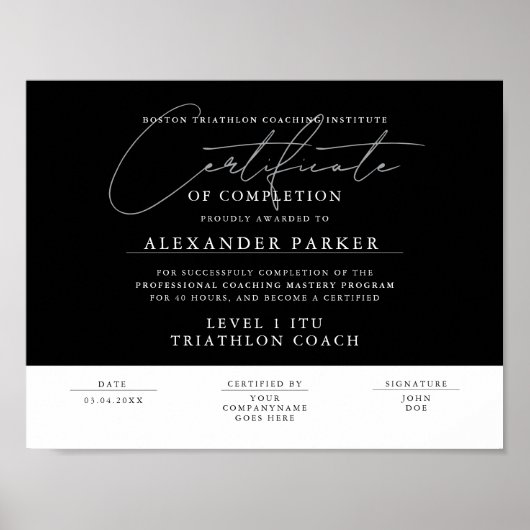 Graduate für moderne Schwarz-Weiß-Zertifikate Poster (Vorne)