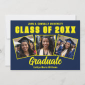 Graduate für Navy Blue Yellow Abschluss Foto Colla Ankündigung (Vorderseite)