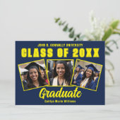 Graduate für Navy Blue Yellow Abschluss Foto Colla Ankündigung (Stehend Vorderseite)