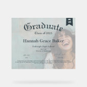 Graduate-Gedenkdiplom Acrylschild (Vorderseite)