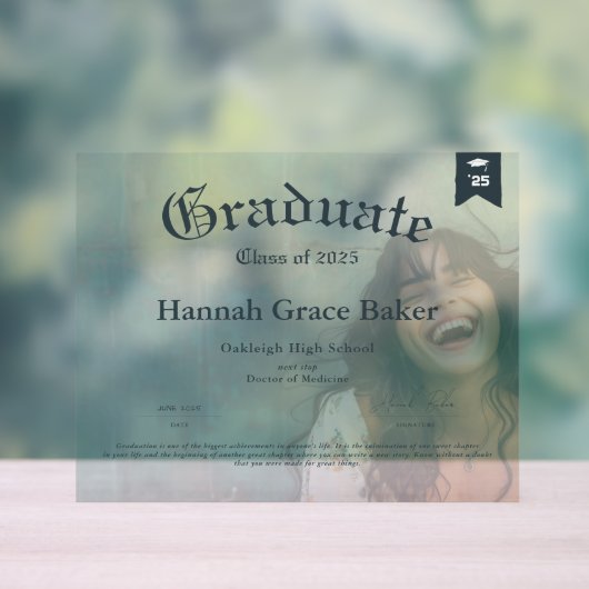 Graduate-Gedenkdiplom Acrylschild (Neutral)