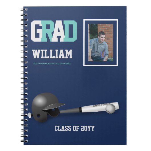 Graduate Gift - Persönliches Baseball-Themenblatt Notizblock (Vorderseite)