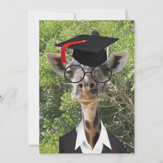 Graduate Giraffe Red Tassel Einladung (Vorderseite)