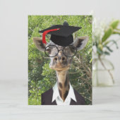 Graduate Giraffe Red Tassel Einladung (Stehend Vorderseite)
