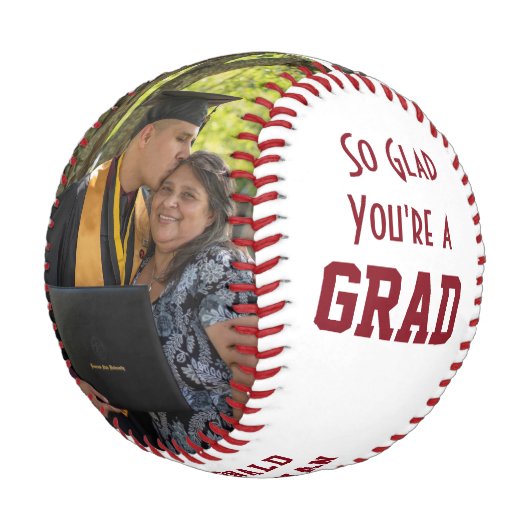 Graduate GLAD GRAD Foto Monogram Abschluss Baseball (Schrägansicht)