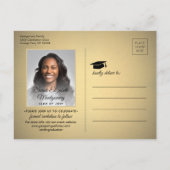 Graduate Glückwunschs Black & Gold Save the Date F Ankündigungspostkarte (Rückseite)