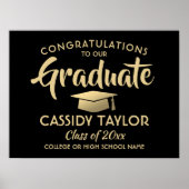 Graduate Glückwunschs Eleganter Black & Gold Absch Poster (Vorne)
