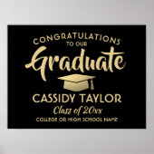 Graduate Glückwunschs Eleganter Black & Gold Absch Poster (Vorne)