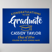 Graduate Glückwunschs Royal Blue and Gold Abschlus Poster (Vorne)