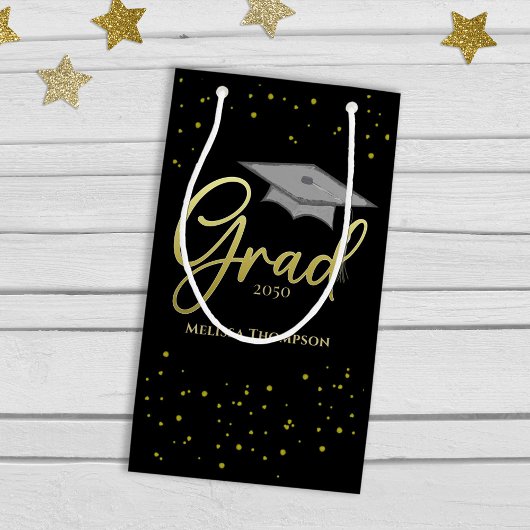 Graduate Gold Abschluss Script Cap Simple Grad Kleine Geschenktüte