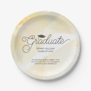 Graduate Gold Abstrakt mit Bible Verse Pappteller