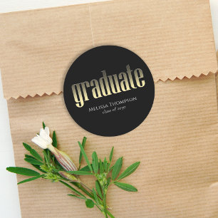 Graduate Gold Black Simple Minimalistisch Grad Runder Aufkleber