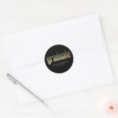 Graduate Gold Black Simple Minimalistisch Grad Runder Aufkleber (Umschlag)