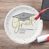 Graduate Gold Calligraphy Abschluss Grad Cap Pappteller