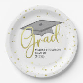 Graduate Gold Calligraphy Abschluss Grad Cap Pappteller (Vorderseite)