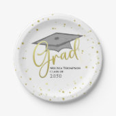 Graduate Gold Calligraphy Abschluss Grad Cap Pappteller (Vorderseite)