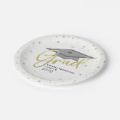Graduate Gold Calligraphy Abschluss Grad Cap Pappteller (Schrägansicht)