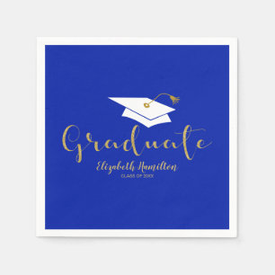 Graduate Gold Calligraphy Grad Cap Abschluss Napa Serviette