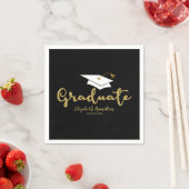 Graduate Gold Calligraphy Grad Cap Abschluss Serviette (Beispiel)