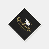 Graduate Gold Calligraphy Grad Cap Abschluss Serviette (Ecke)