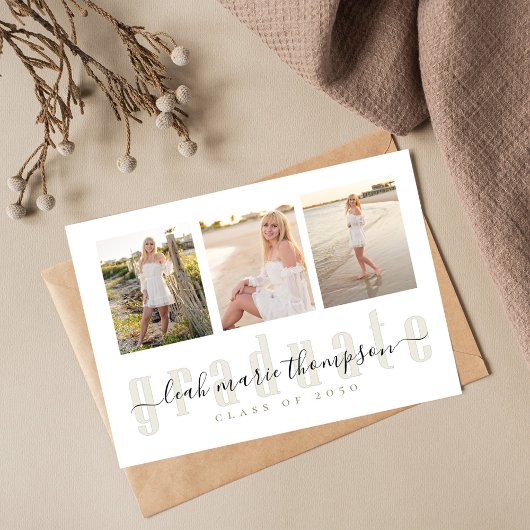 Graduate Gold Calligraphy Script FotoCollage Postkarte