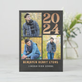 Graduate Gold Chalkboard Class of 2024 Printable Einladung (Stehend Vorderseite)