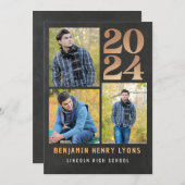 Graduate Gold Chalkboard Class of 2024 Printable Einladung (Vorne/Hinten)