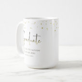 Graduate Gold Confetti Modern Calligraphy Script Kaffeetasse (Vorderseite Links)