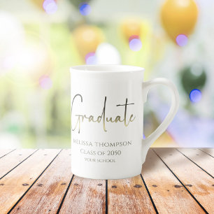 Graduate Gold Confetti Modern Calligraphy Script P Porzellantasse