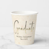 Graduate Gold Confetti Modern Calligraphy Script Pappbecher (Vorderseite)