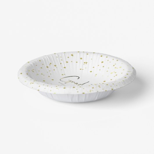 Graduate Gold Confetti Modern Calligraphy Script Pappteller (Gewinkelt)