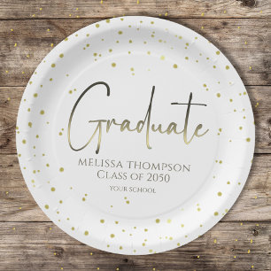 Graduate Gold Confetti Modern Calligraphy Script Pappteller