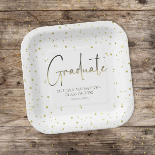 Graduate Gold Confetti Modern Calligraphy Script Pappteller