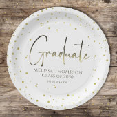 Graduate Gold Confetti Modern Calligraphy Script Pappteller