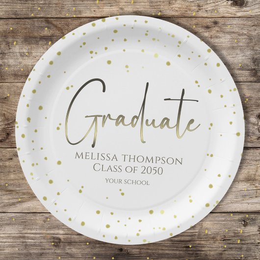 Graduate Gold Confetti Modern Calligraphy Script Pappteller