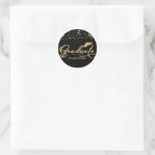 Graduate Gold Foil Graduation Party Black Runder Aufkleber (Tasche)