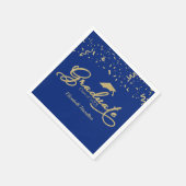 Graduate Gold Foil Graduation Party Blue Serviette (Ecke)