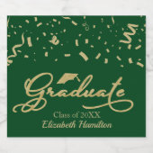 Graduate Gold Foil Graduation Party Green Schaumweinetikett (Einzelnes Label)