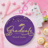 Graduate Gold Foil Graduation Party Lila Pappteller (Party)