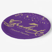 Graduate Gold Foil Graduation Party Lila Pappteller (Schrägansicht)