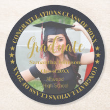Graduate Gold Foto Round Paper Untersetzer