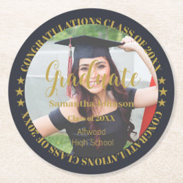 Graduate Gold Foto Round Paper Untersetzer