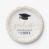 Graduate Gold Glitzer Confetti Graduation Party Pappteller (Vorderseite)