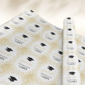 Graduate Gold Glitzer Confetti White Black Geschenkpapier