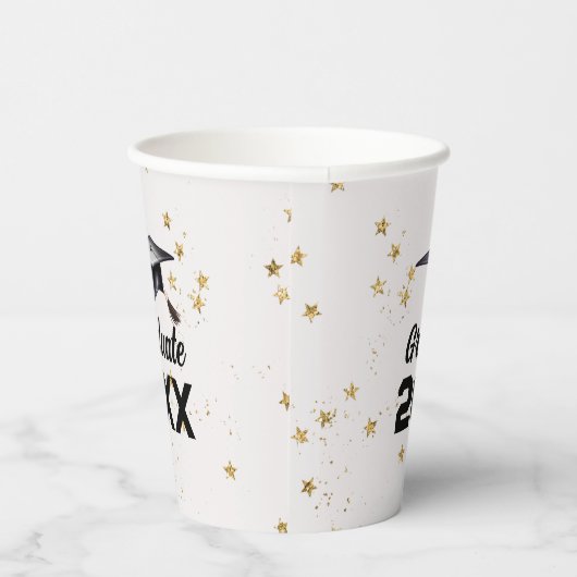 Graduate Gold Glitzer Star Confetti Graduation Cap Pappbecher (Rechts)