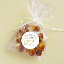 Graduate Gold Grad Calligrafy Graduation Cap Runder Aufkleber