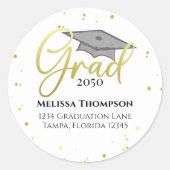 Graduate Gold Grad Calligrafy Rücksendeadresse Runder Aufkleber (Vorderseite)